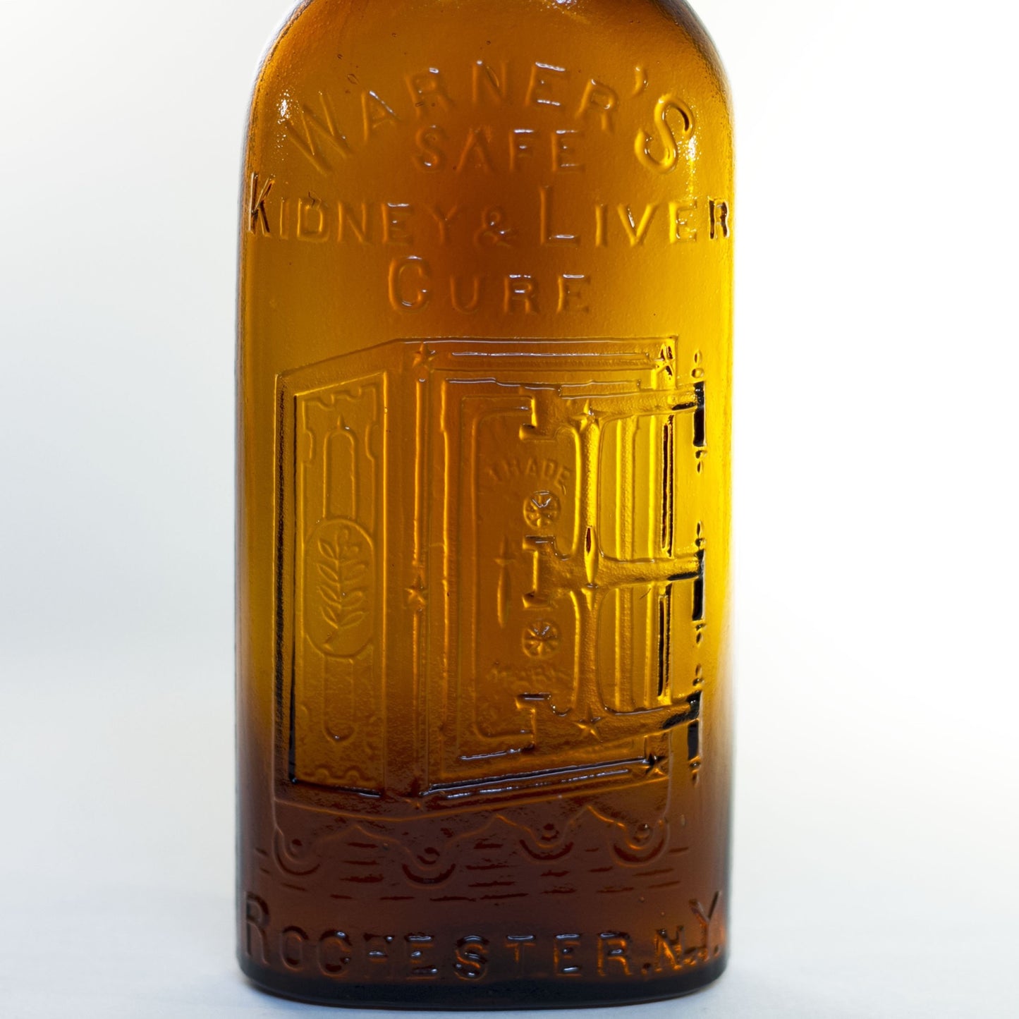 Antique WARNER'S SAFE KIDNEY & LIVER CURE Bottle in Amber Glass Circa 1880s