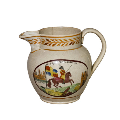Rare Sunderland Luster MARQUIS OF WELLINGTON Commemorative 4 ½” Pitcher Circa 1812