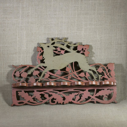 FOLK ART SPOON RACK Scroll and Fretwork Design with Stag