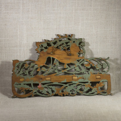 FOLK ART SPOON RACK Scroll and Fretwork Design with Stag