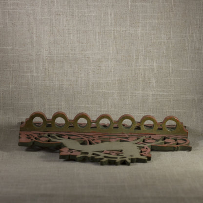 FOLK ART SPOON RACK Scroll and Fretwork Design with Stag