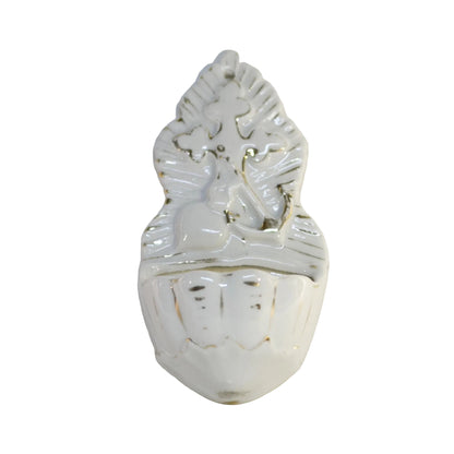 Vintage HOLY WATER FONT SYMBOLIZING FAITH HOPE and LOVE Gold Gilt Hand-Painted Bisque