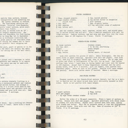 FROM WILMA'S KITCHEN Cookbook by Wilma Linville Circa 1979 Sample Oyster Recipes