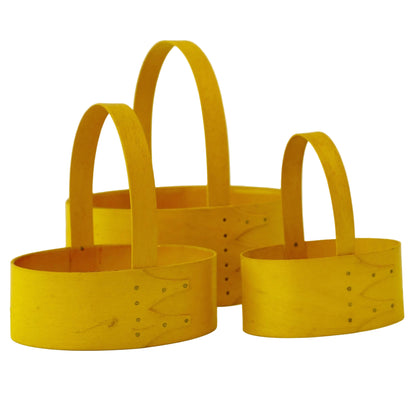 SHAKER-STYLE SWALLOW TAIL JOINTED Yellow Oval Nesting Carrier Baskets (Set of 3)