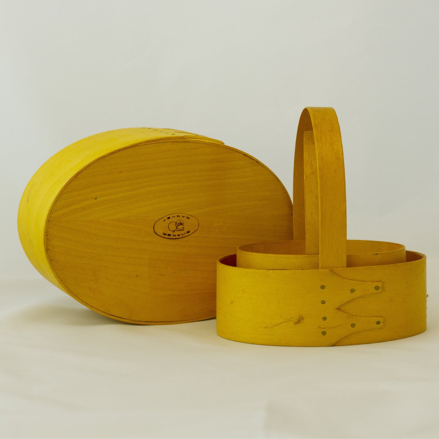 SHAKER-STYLE SWALLOW TAIL JOINTED Yellow Oval Nesting Carrier Baskets (Set of 3)