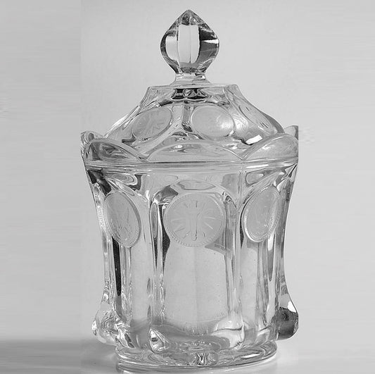 FOSTORIA COIN GLASS Covered Candy Dish